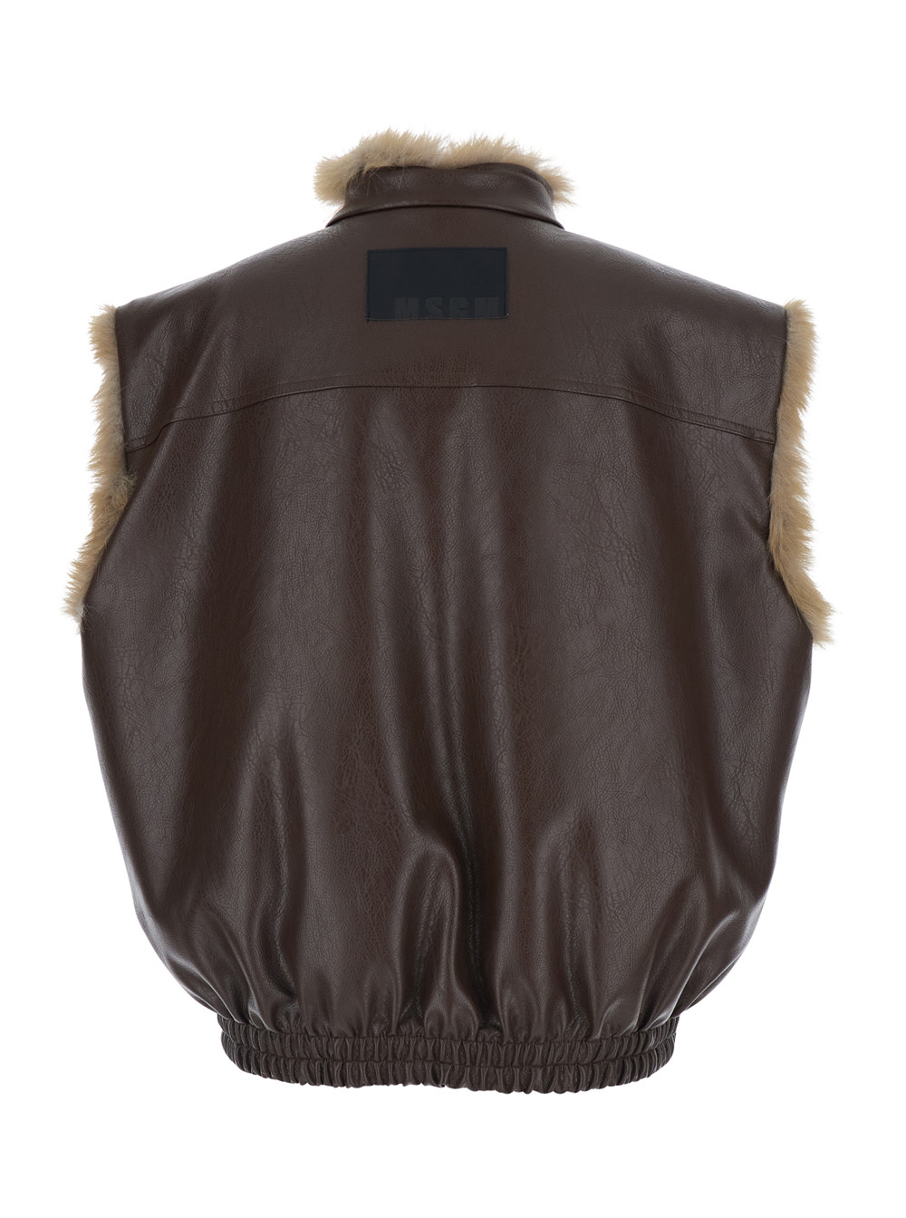 Msgm High Neck Sleeveless Coat In Brown