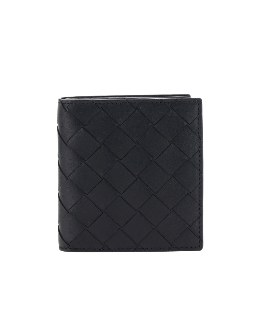 Bottega Veneta Bi-fold Intrecciato Leather Wallet In Black