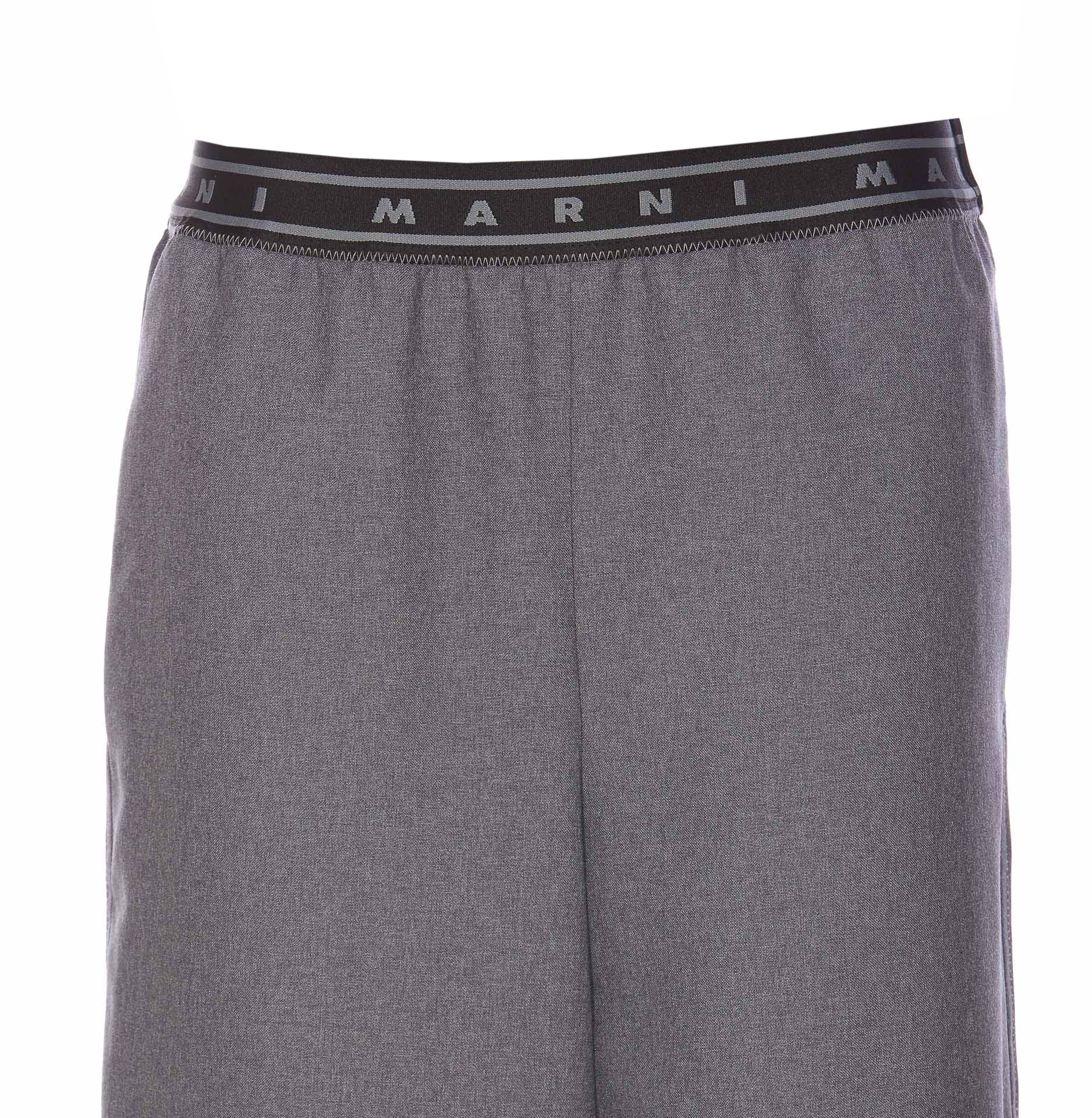 Marni Elastic Waistband Wide Leg Trousers With Side Pockets In Gray
