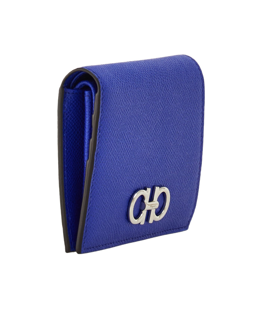 Ferragamo Gancini Compact Wallet In Blue