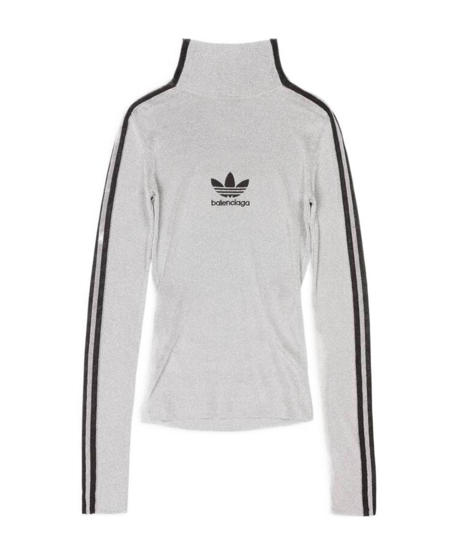 Balenciaga X Adidas Mock-neck Lurex T-shirt In White