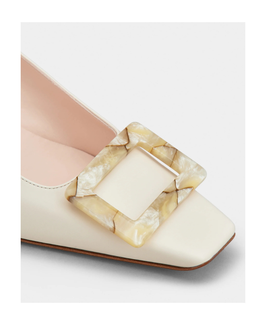 Roger Vivier Belle Vivier 45 Mother-of-pearl Buckle Pumps In Leather In White