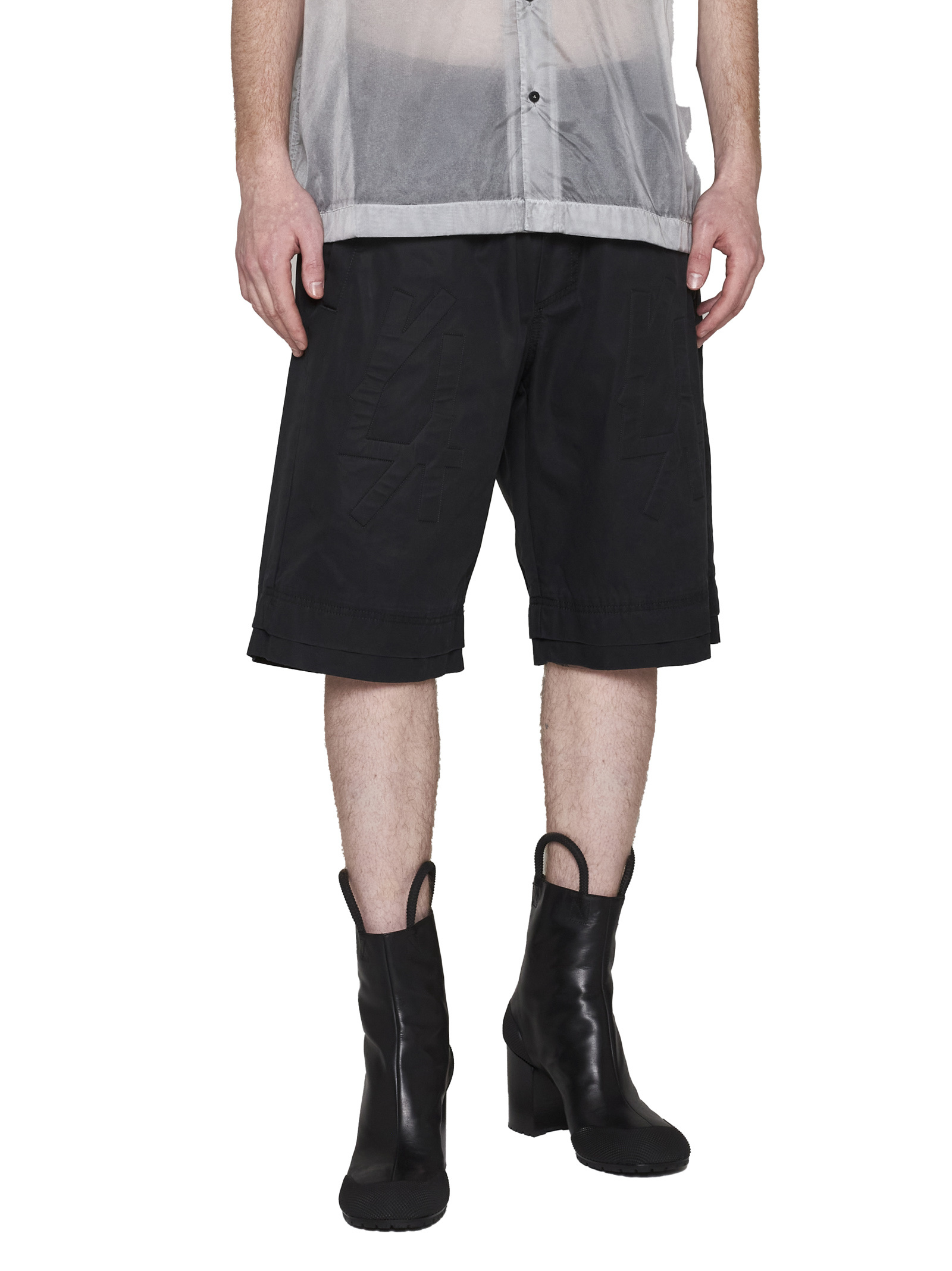 44 Label Group Embossed-logo Knee-length Shorts In Black