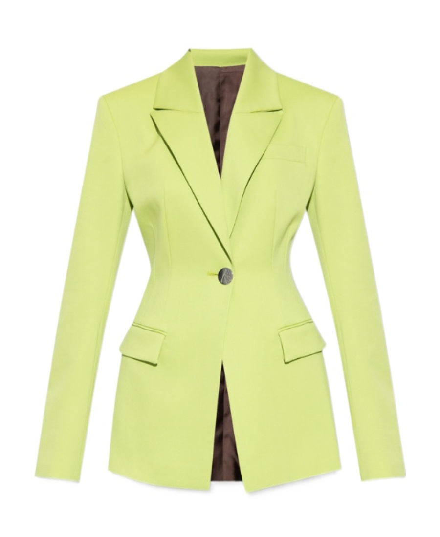 Attico Green Single-breasted Blazer In Yellow