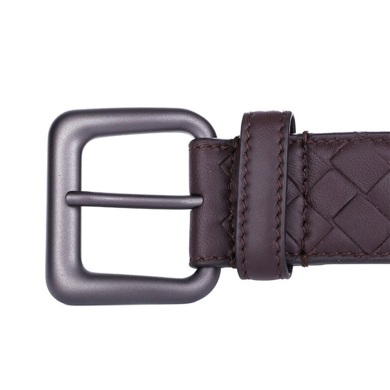 Bottega Veneta Knit Buckle Ring Hole Eye Belt In Black