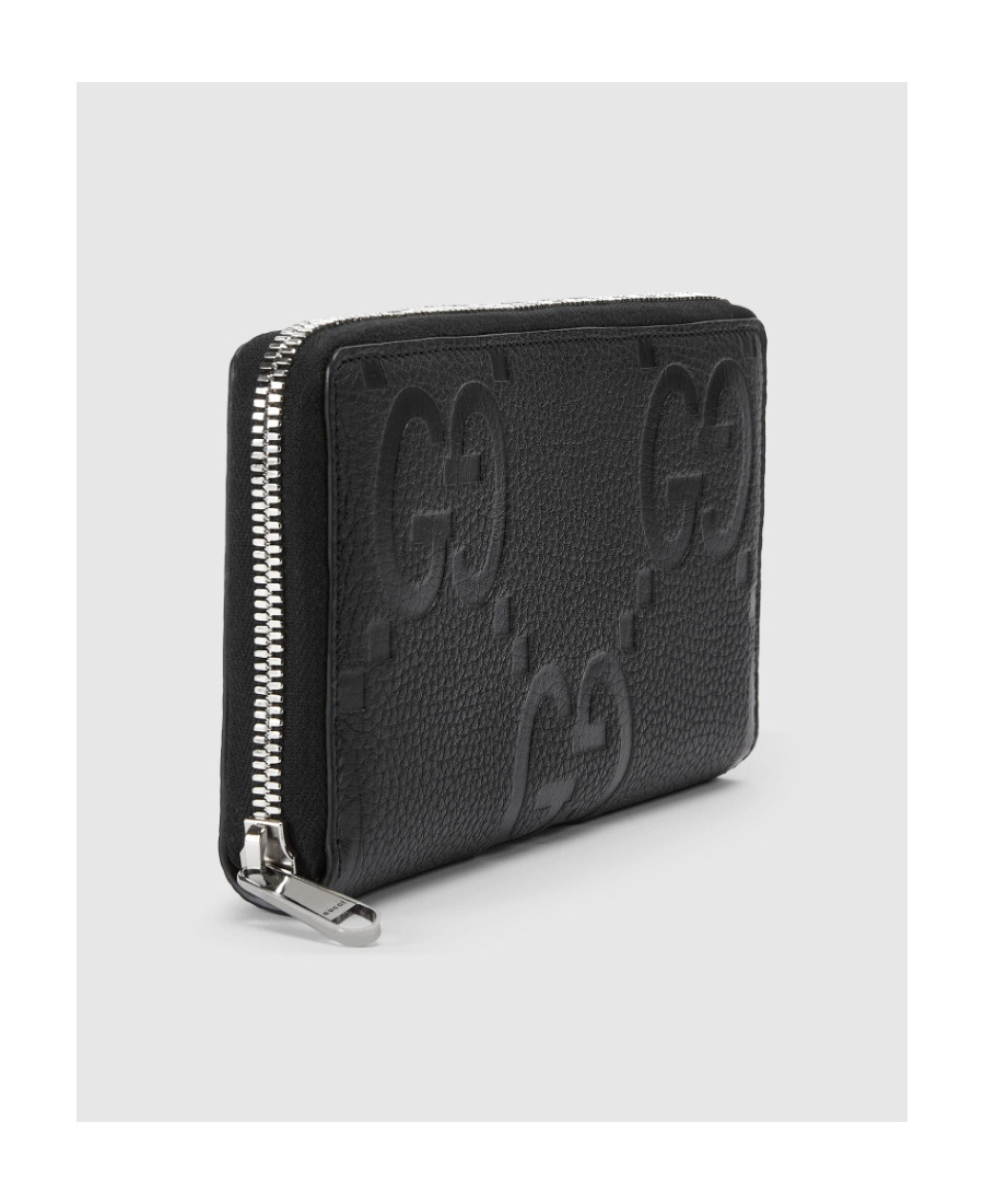 Gucci Jumbo Gg Zip Around Wallet In Black
