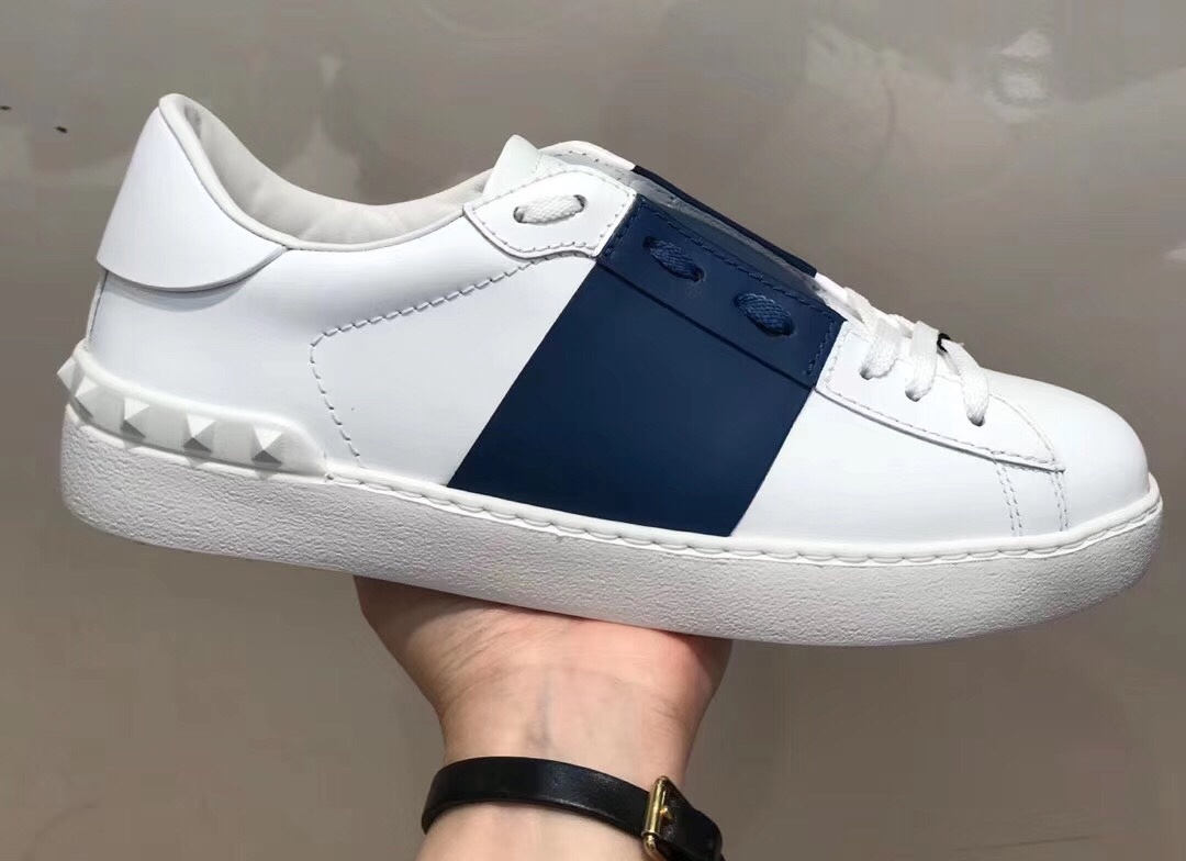 Valentino Garavani Calfskin Open Sneaker In Blue