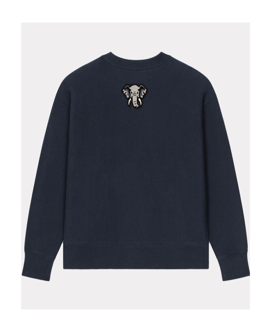 Kenzo College Print Cotton Molleton Sweatshirt In Black
