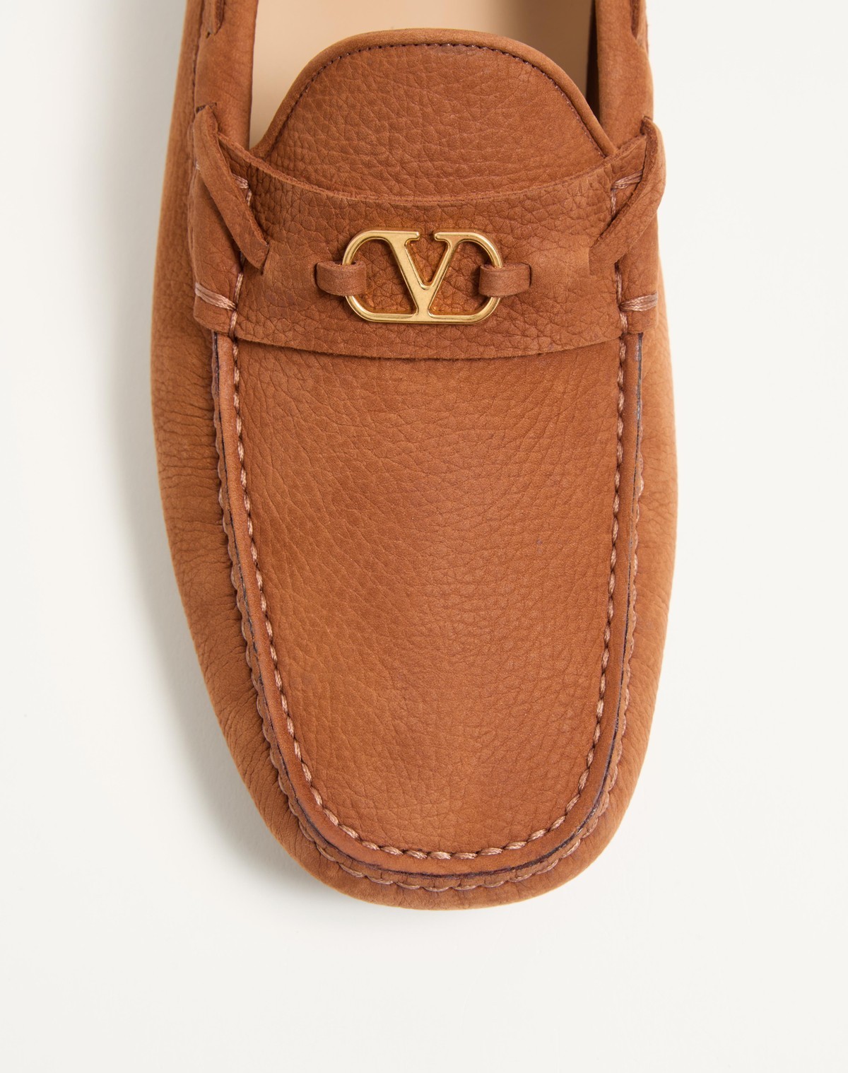 Valentino Driver Fastaway Loafer In Deerskin Suede In Brown