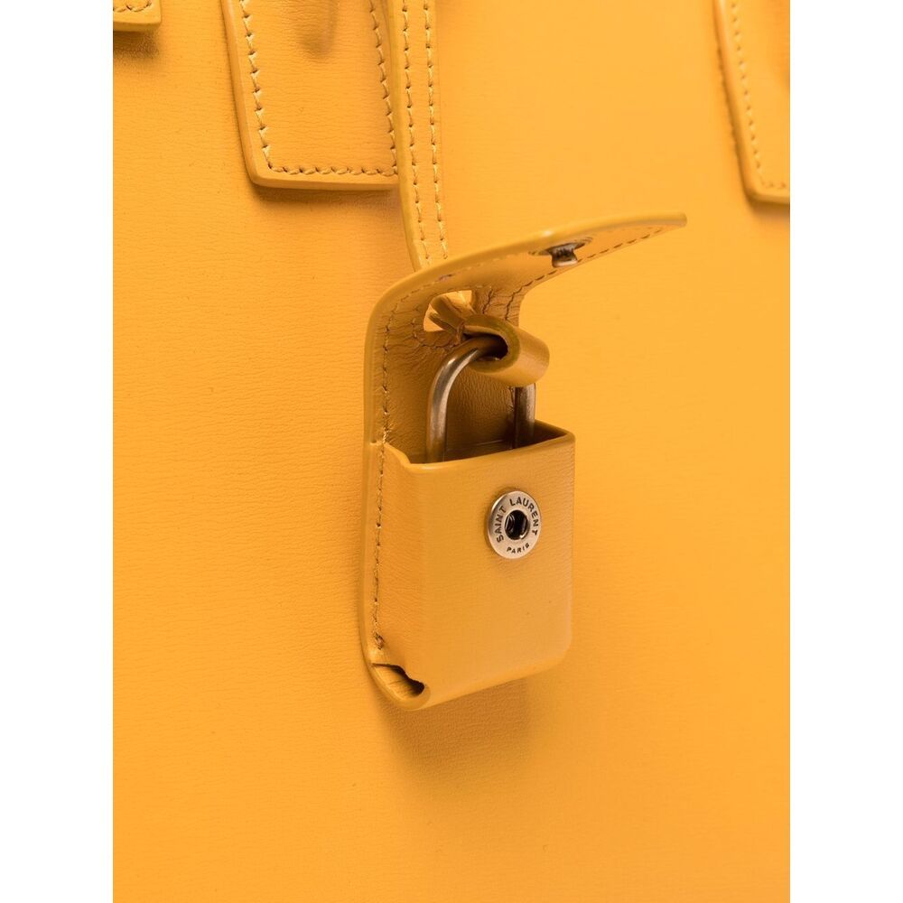 Saint Laurent Sac De Jour Logo Detailed Tote Bag In Yellow