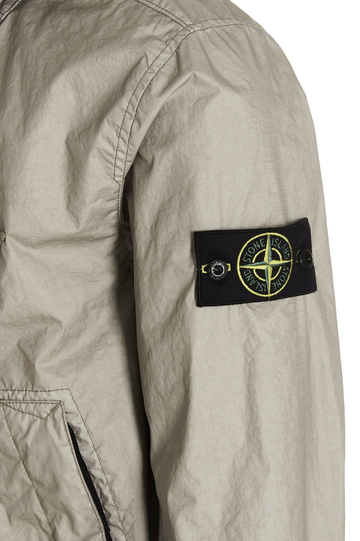 STONE ISLAND LOGO-PATCH ZIP-UP JACKET 