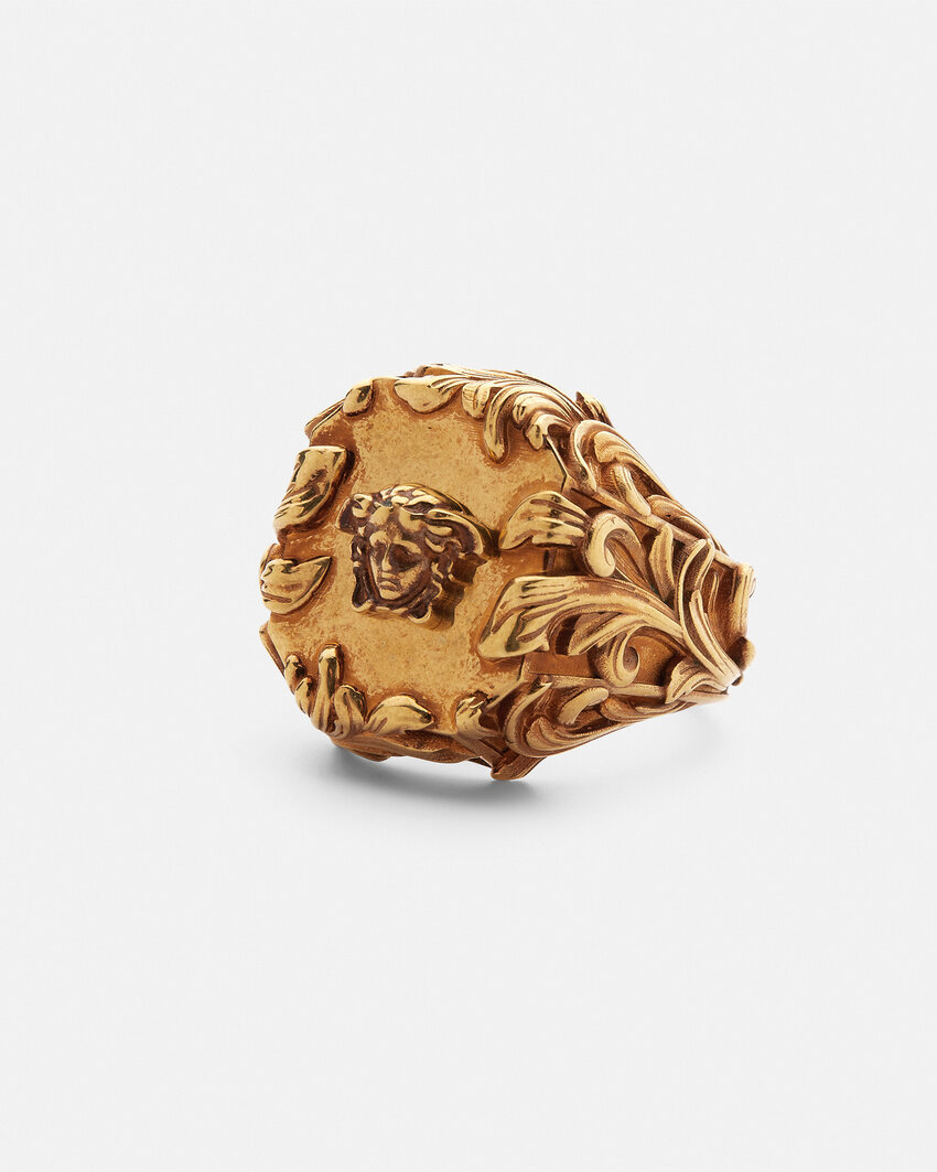 Versace Medusa Head Motif Ring In Gold