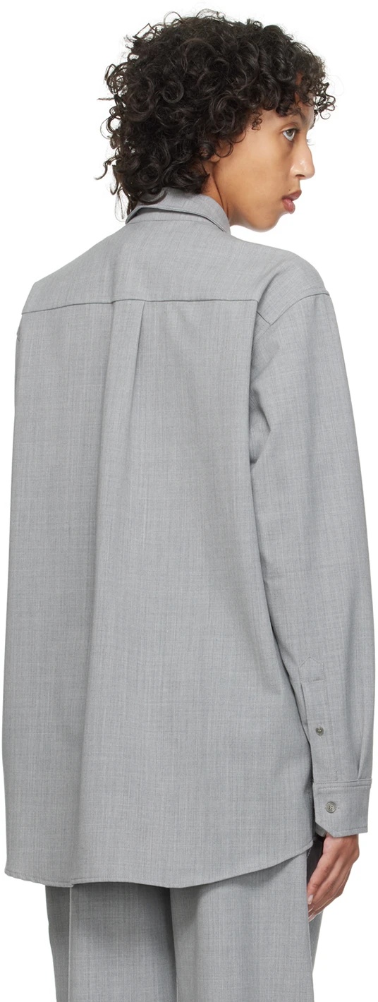 Soulland Embroidered-design Long-sleeve Shirt In Gray