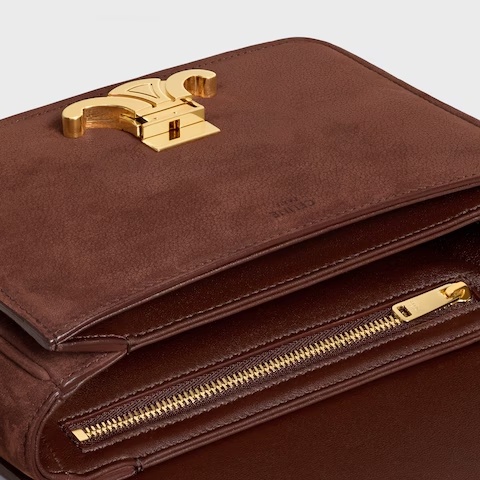 Celine Teen Triomphe Bag In Grained Nubuck Calfskin In Brown
