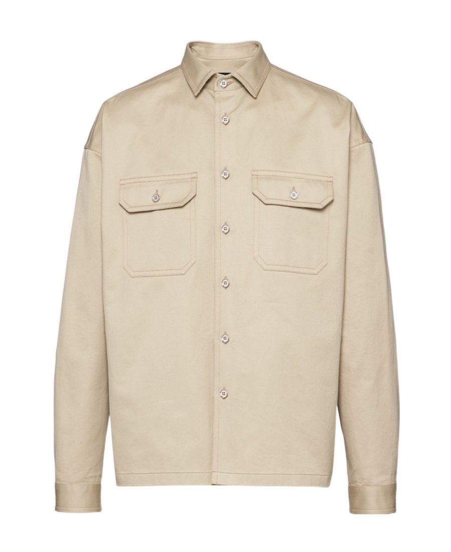 Prada Twill-weave Overshirt In Brown