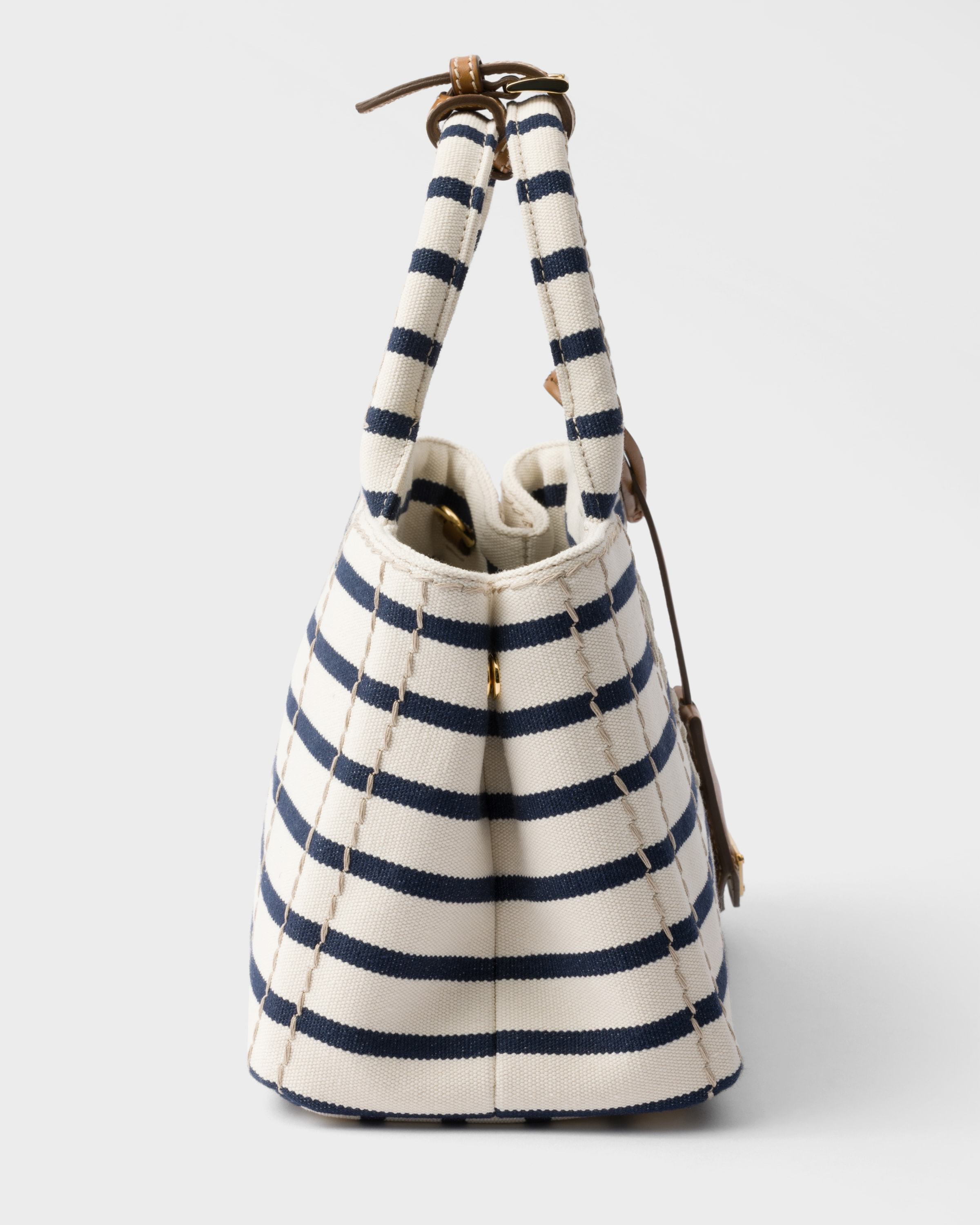 Prada Jardinière Striped Cotton Canvas Mini-bag In Brown