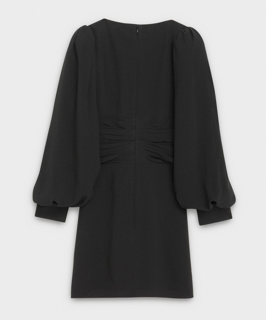 Celine Acetic Acid And Viscose Fiber Knit Dress With Long Sleeves In Black