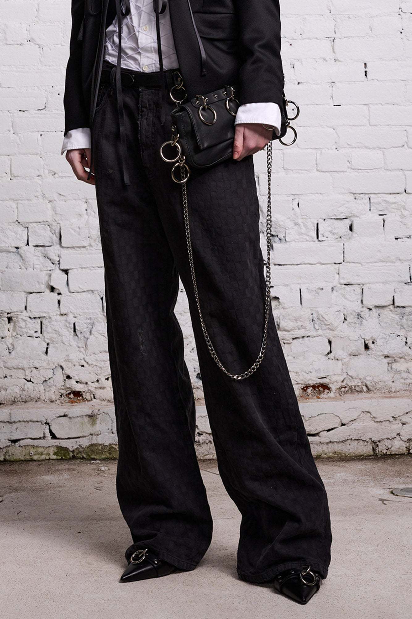 R13 Belt Ring Denim Trousers In Black