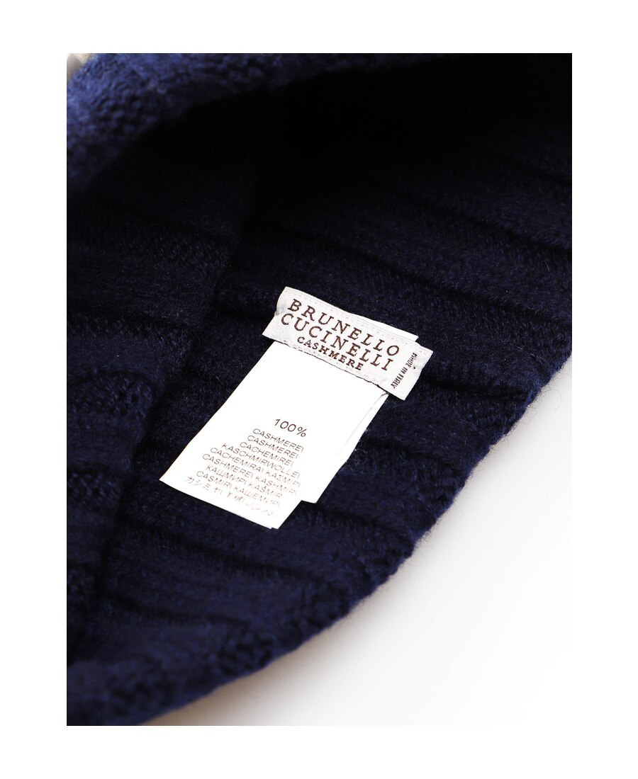Brunello Cucinelli Contrast-trim Cashmere Beanie In Black
