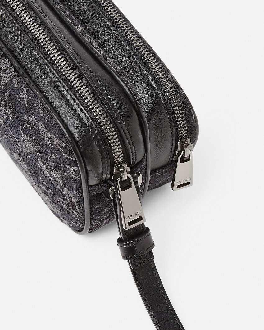 Versace Barocco Athena Messenger Bag In Black