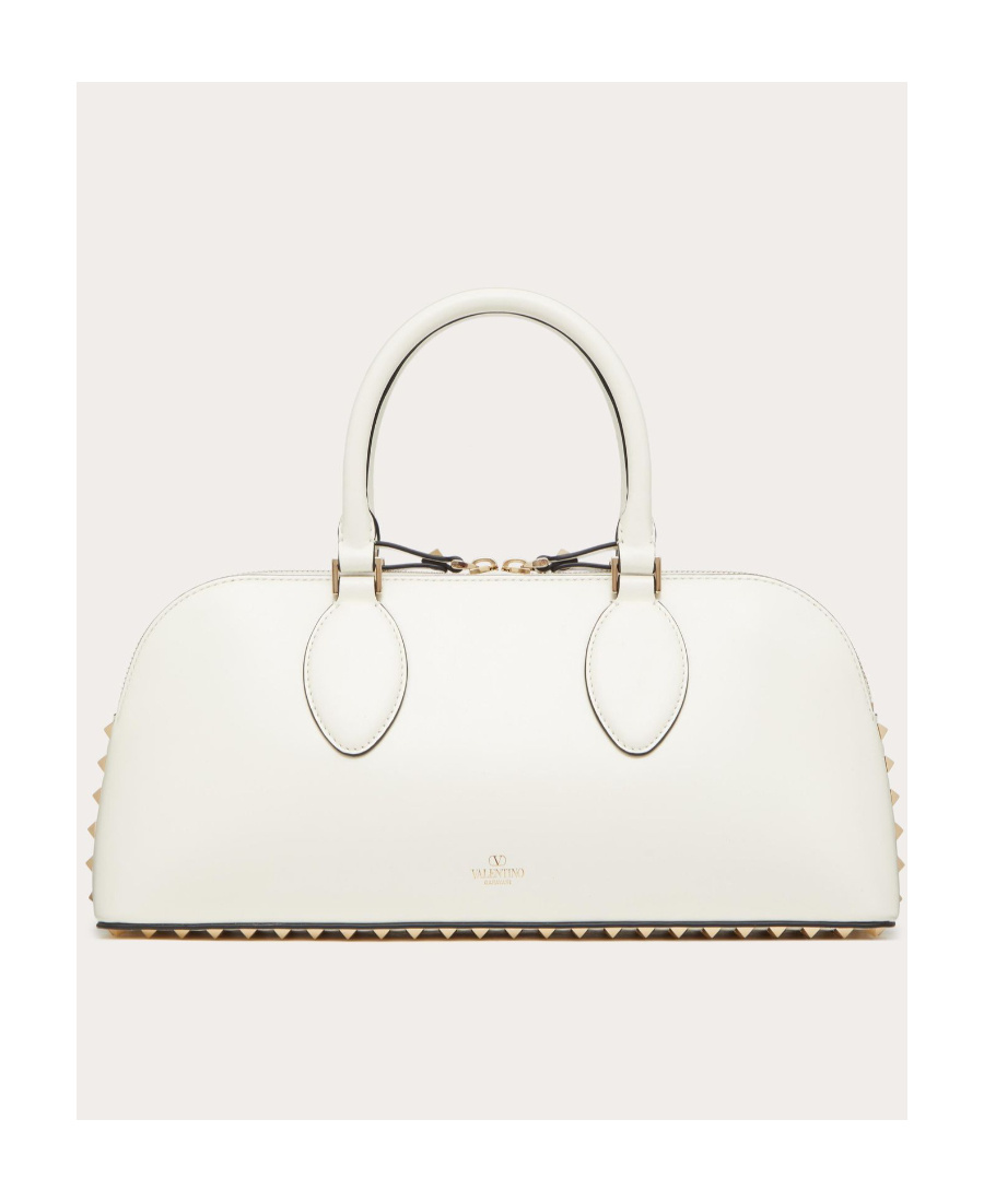 Valentino Rockstud-embellished Leather Tote Bag In White