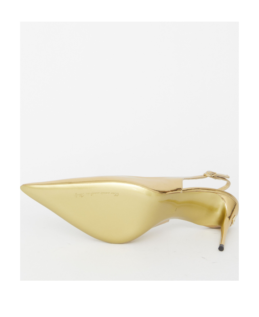 Dolce & Gabbana Laminated Leather Slingback In Nude