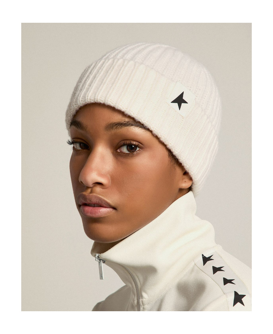 Golden Goose Logo-patch Wool Beanie In Nude
