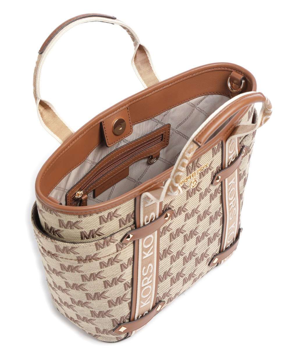Michael Kors Maeve Monogram-pattern Handbag In Nude