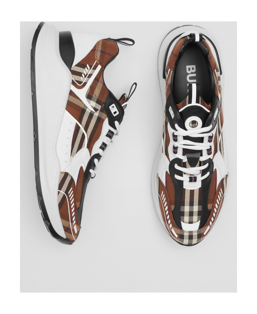 Burberry Sean Check-print Leather Low-top Trainers In White