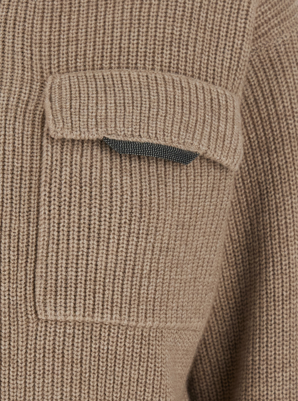 Brunello Cucinelli Beige Cardigan With Spread Collar And Monil Detail On The Front In Cashmere Woman