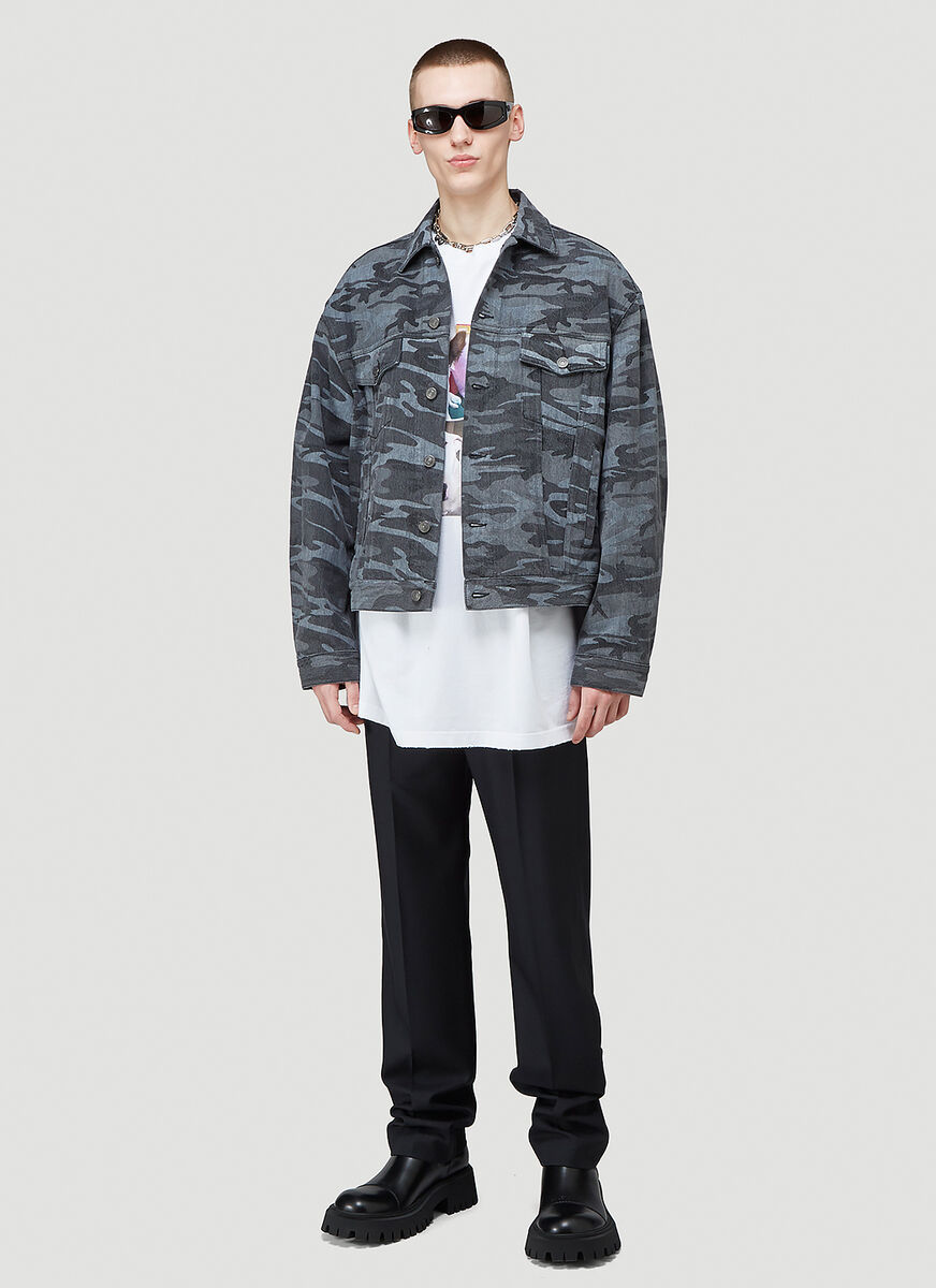 Balenciaga Camouflage-print Denim Jacket In Black