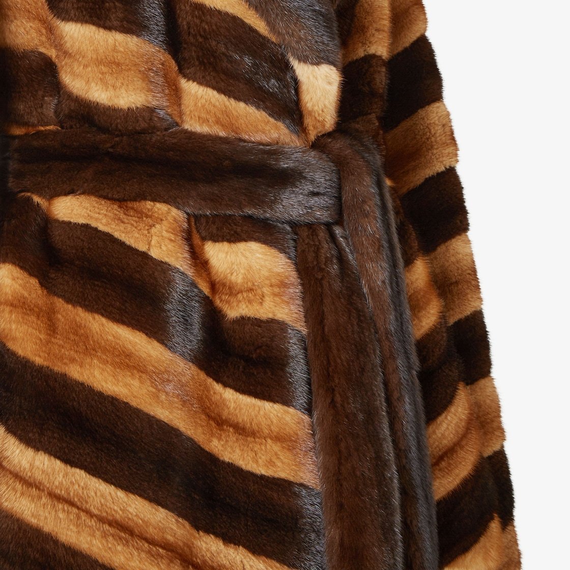 Fendi Brown Chevron Mink Jacket In Brown