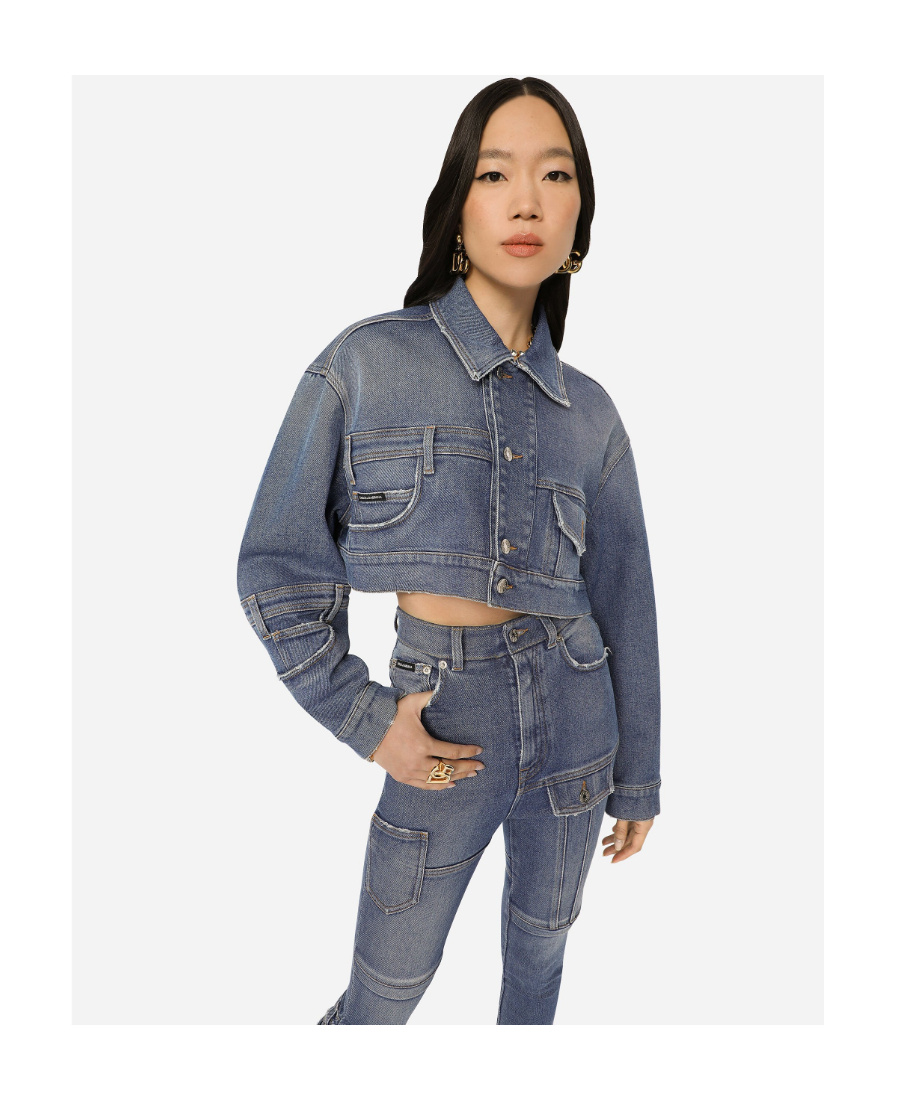 DOLCE & GABBANA DOLCE  GABBANA CROPPED BUTTONED DENIM JACKET