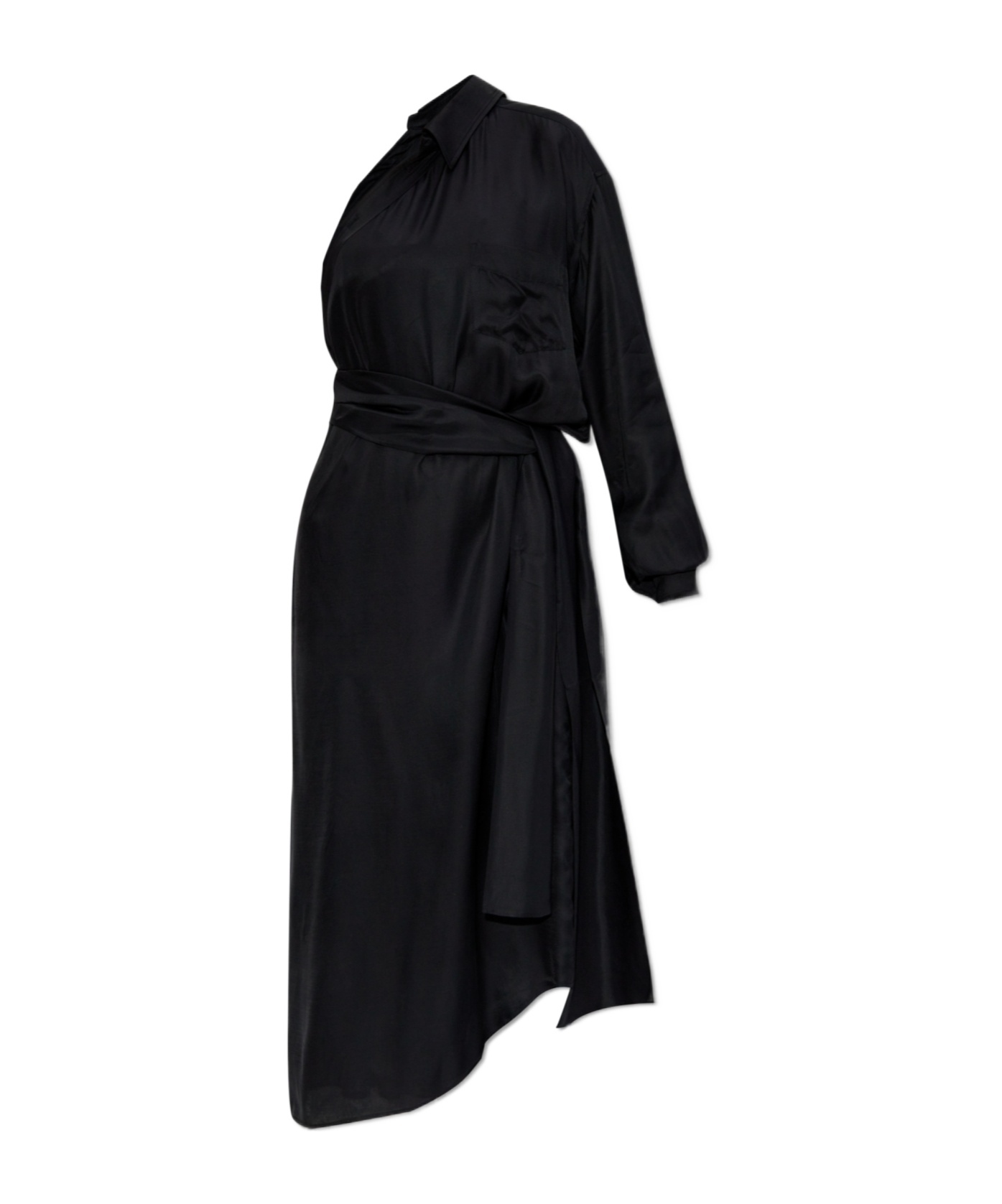 Moschino One-shoulder Asymmetric Maxi Dress In Black