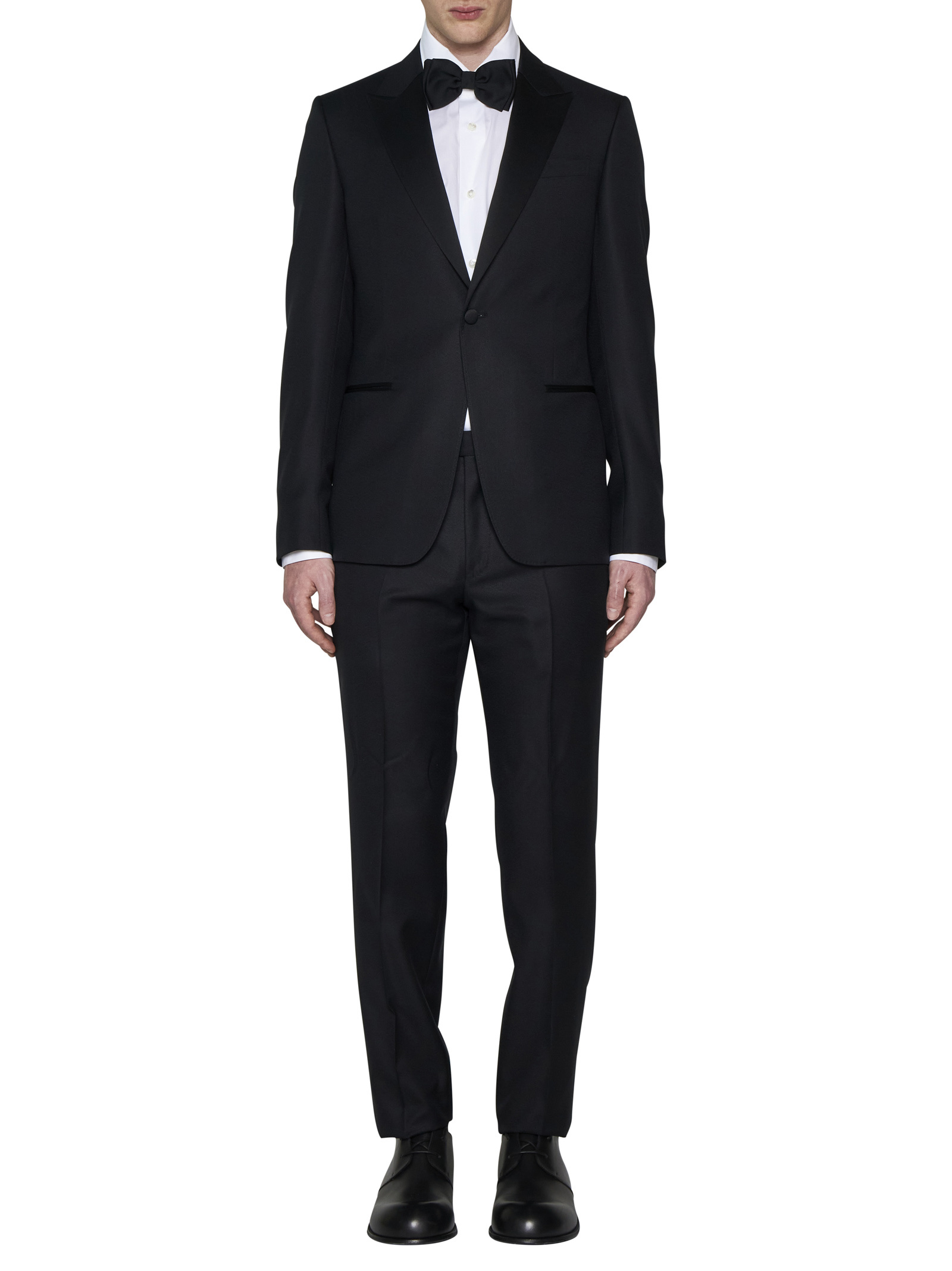 Zegna Wool Suit With Buttoned Cuffs In Black