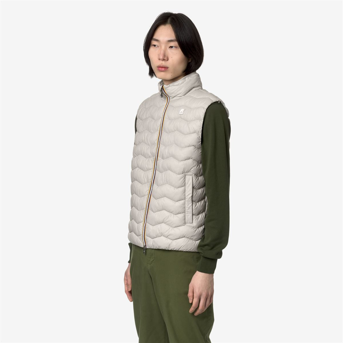 K-way Valen Quilted Zipped Gilet In Nude