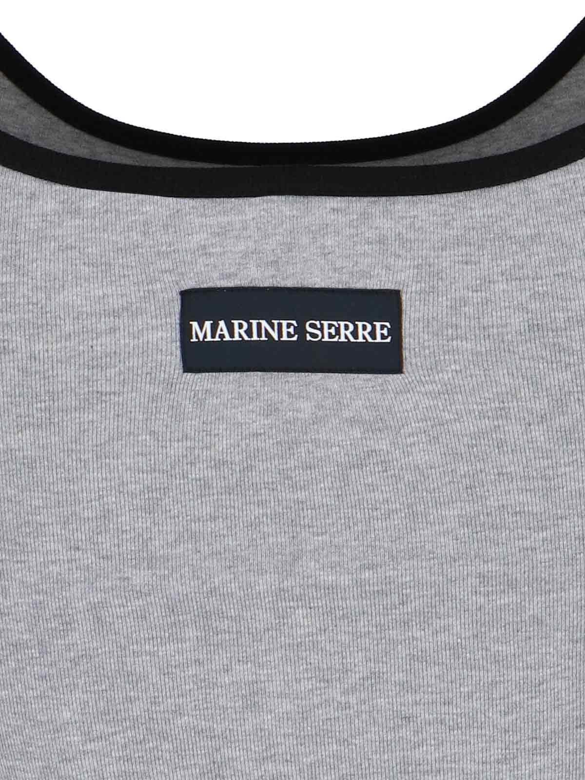 Marine Serre Ribbed Texture Tank Top With Spaghetti Straps In Gray