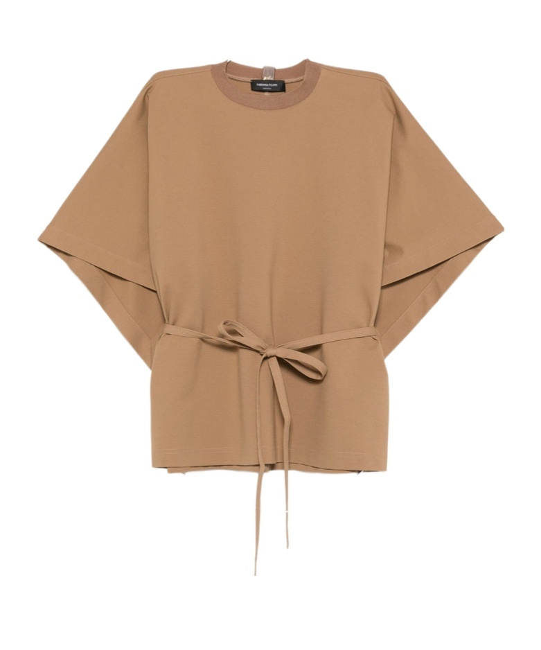 Fabiana Filippi Belted Batwing Blouse In Brown