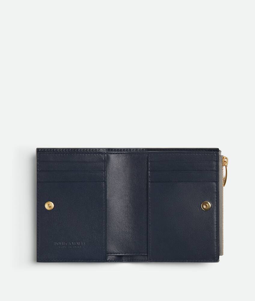 Bottega Veneta Intrecciato Small Bi-fold Wallet In Gray