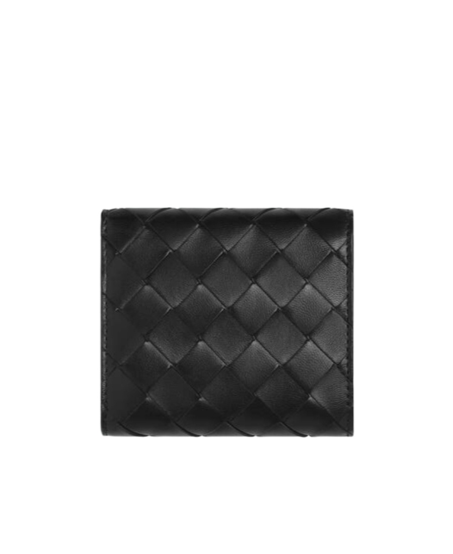 Bottega Veneta Intrecciato Leather Tri-fold Wallet In Black