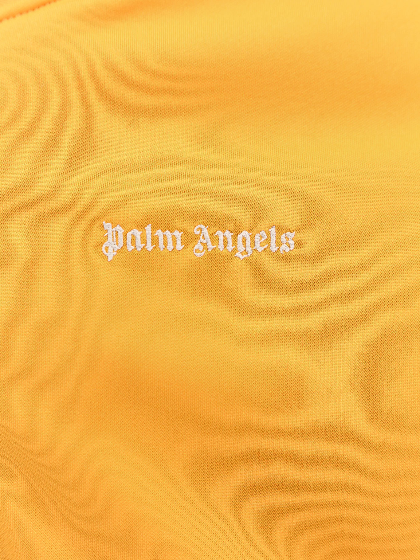 Shop Palm Angels Logo Embroidered Zipped Sweatshirt In Yellow