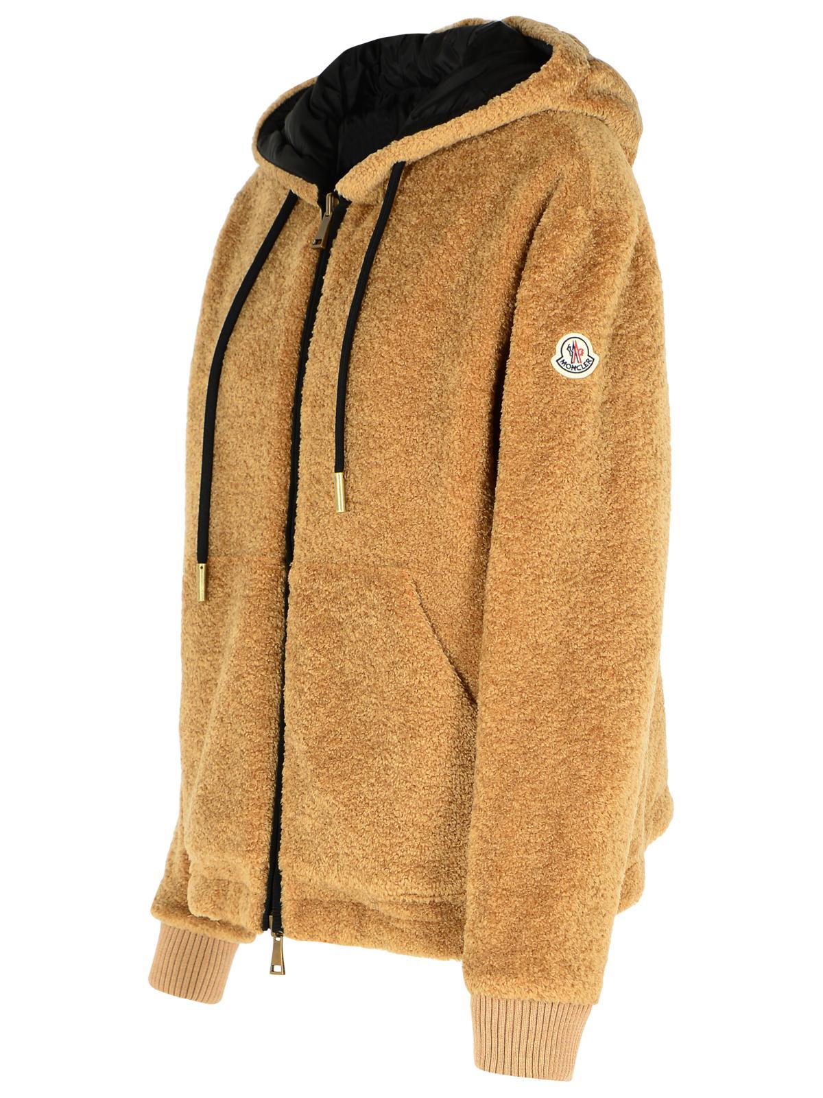 Moncler Long-sleeved Hooded Casual Jacket In Brown