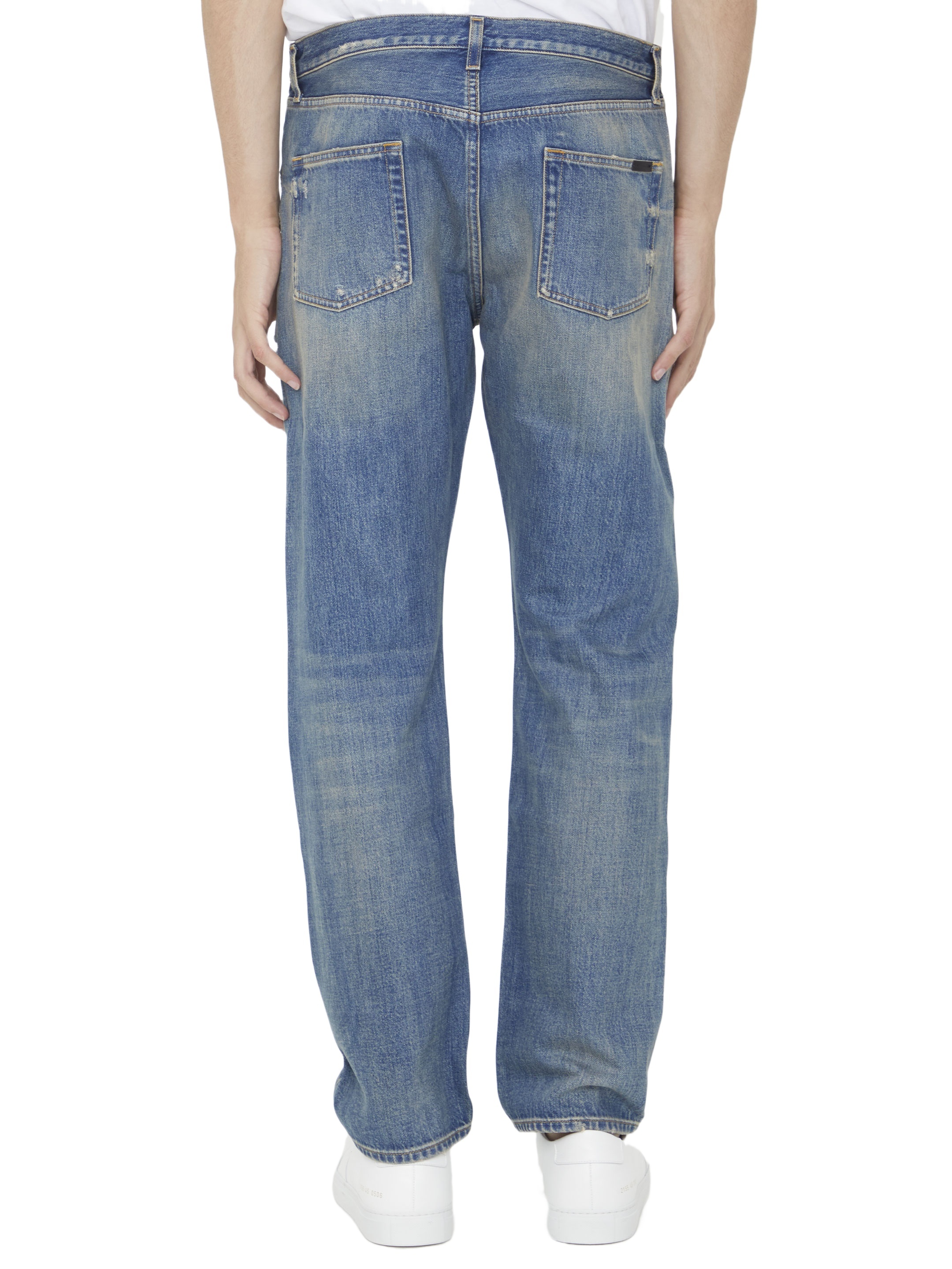 Saint Laurent Mid-rise Straight-leg Jeans In Blue