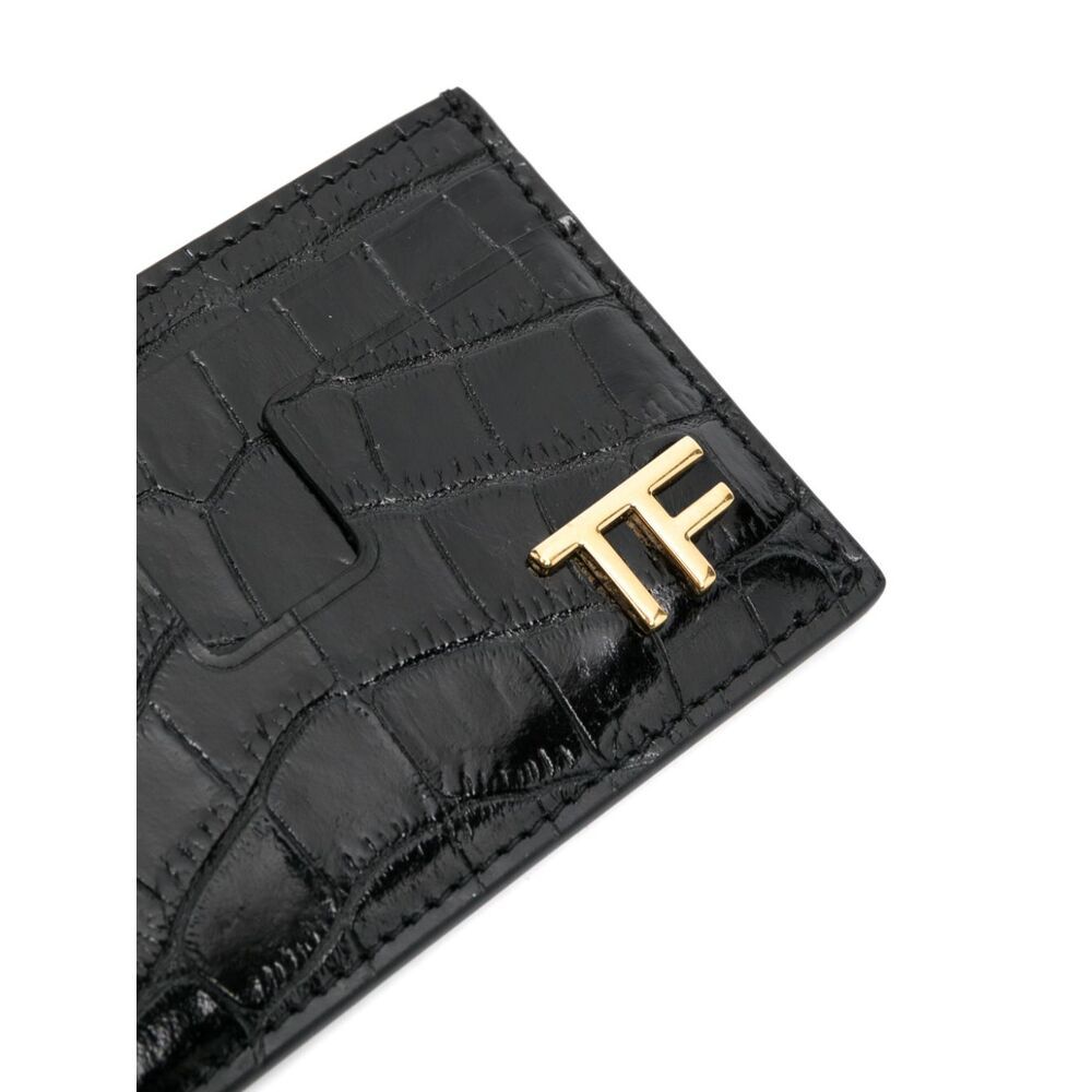 TOM FORD LOGO-PLAQUE LEATHER CARDHOLDER