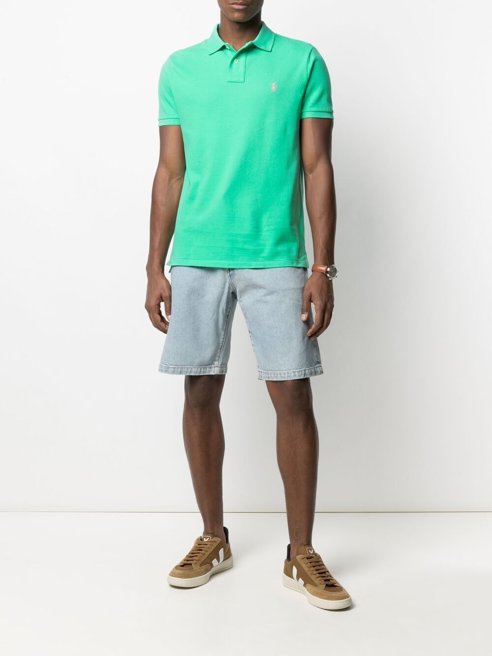 Polo Ralph Lauren Embroidered-logo Piqué Polo Shirt In Green