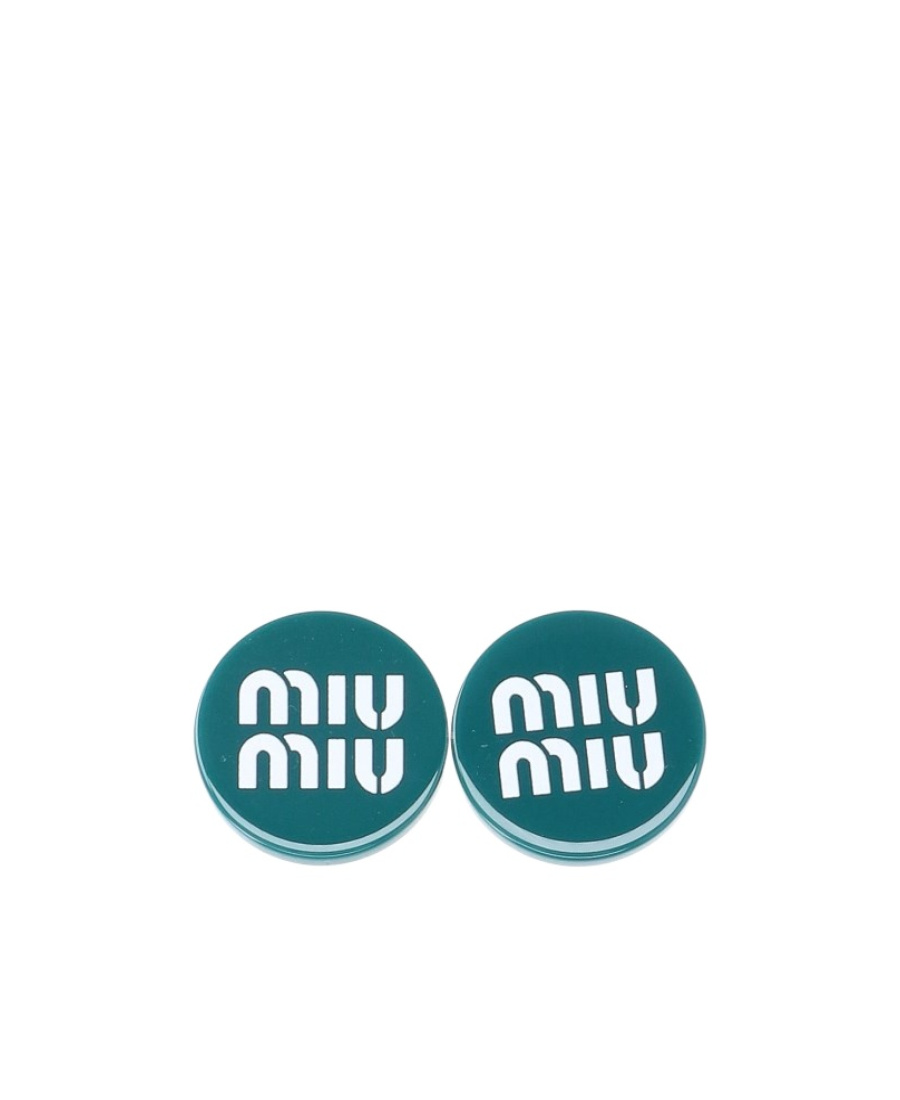 Miu Miu Logo Earring In Green