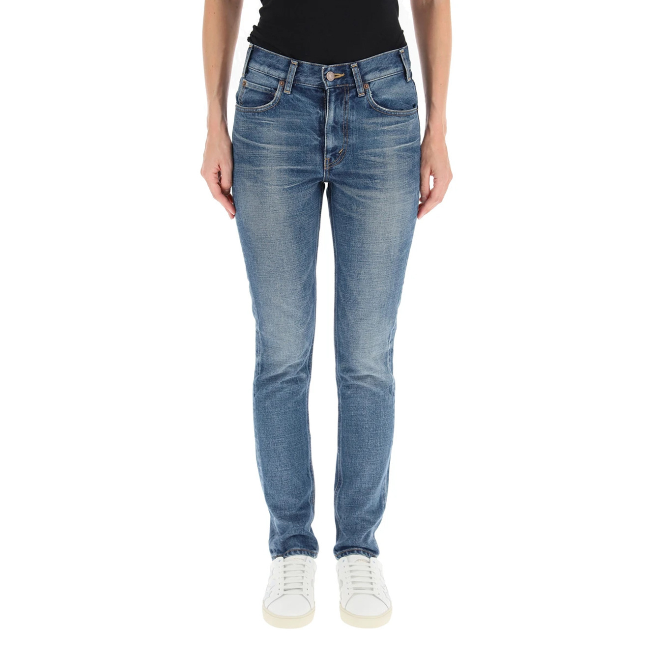 Celine Cotton Mid-waist Jeans In Blue