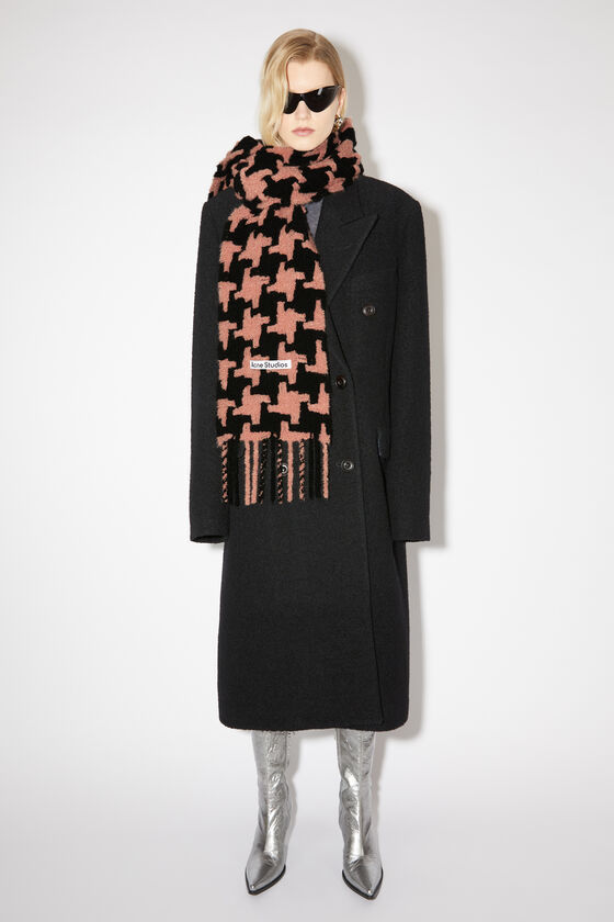 Acne Studios Houndstooth-print Fringed Scarf In Black