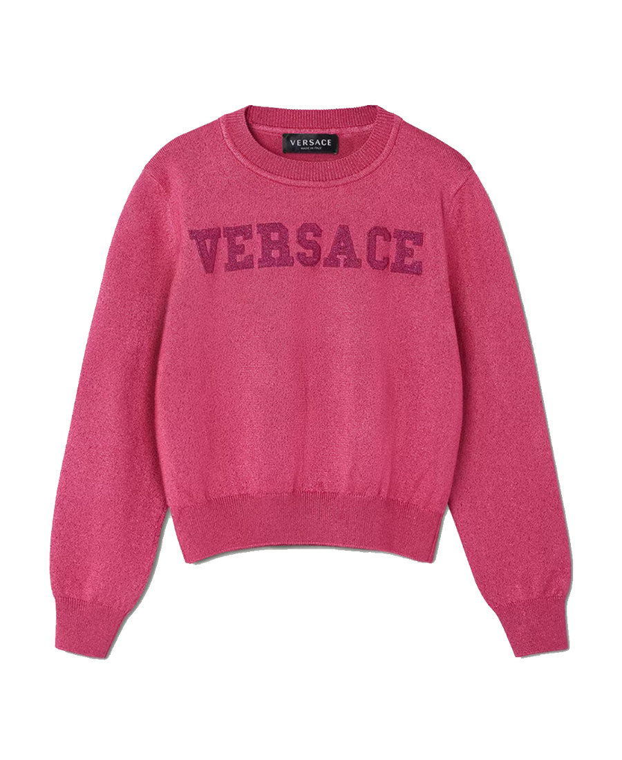 VERSACE VERSACE KIDS LOGO-APPLIQUÉ LONG-SLEEVED CREWNECK JUMPER