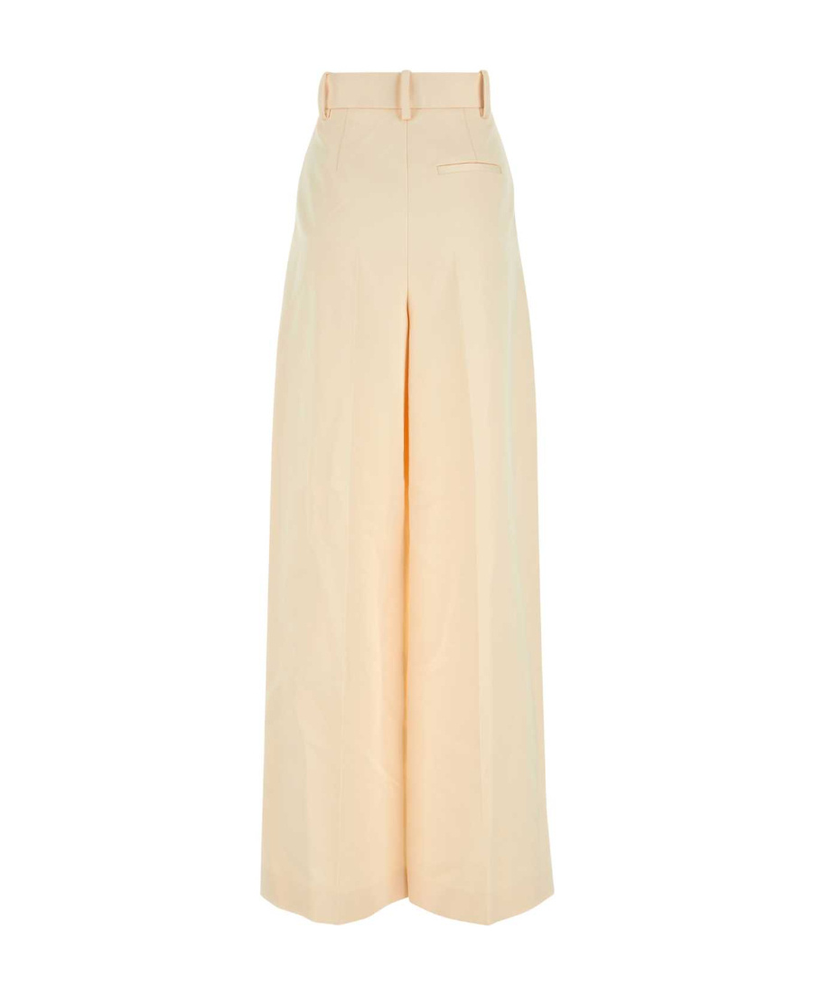 Khaite Ivory Cotton Blend Wide-leg Teyana Pant In Nude
